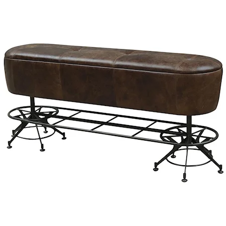 Giles Counter Height Leather Dining Bench with Industrial Metal Base